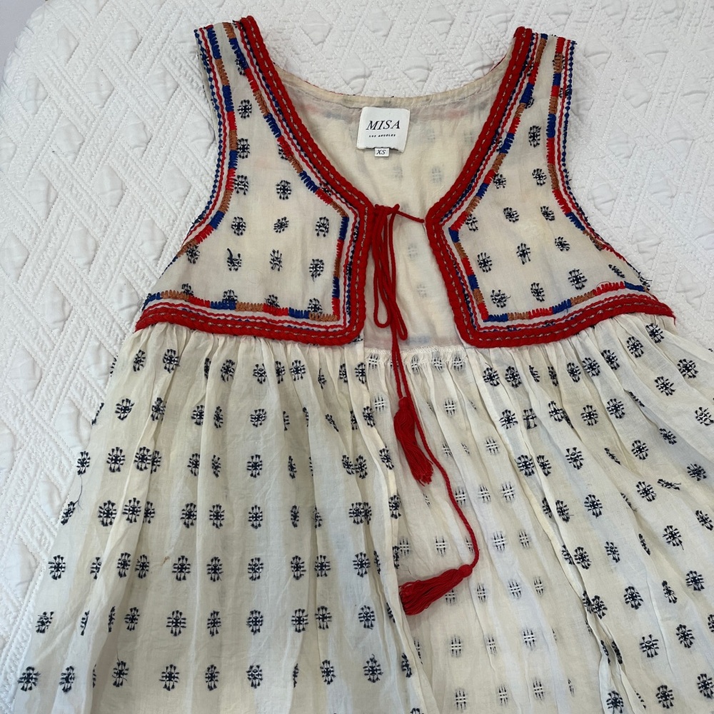 Embroidery open string top